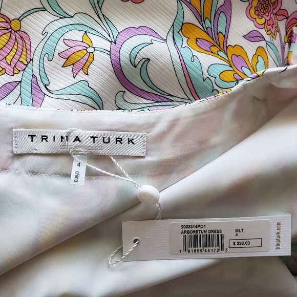 Trina Turk 100% Cotton Arboretum Zip Front Paisley Print Dress - Picture 10 of 12